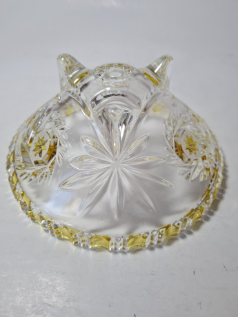 Тарелка винтажная хрустальная с желтым цветочным декором, 16,5 x 6,5 см, Германия, 1960-70гг.