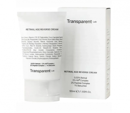 Transparent Lab Retinal Age Reverse Cream 50ml, Крем для лица с ретинолом  антивозрастной, от морщин, с пептидами, бакучиолом и гиалуроновой кислотой, 50 мл