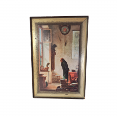 Картина винтажная &quot;В квартире&quot; Spitzweg, деревянная рама, 34,5 x 23,5 см, Германия, 1960-70гг.