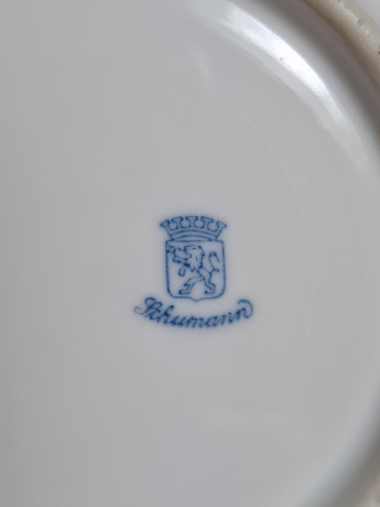 Тарелка винтажная сервировочная Schumann с изображением виноградной лозы, фарфор, 14,5 x 4 см, Германия, 1960-70гг.