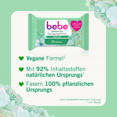 bebe belebende Reinigungstuecher, 25 Stueck, bebe освежающие салфетки для снятия макияжа с маслом жожоба для комбинированной кожи, 25 шт.