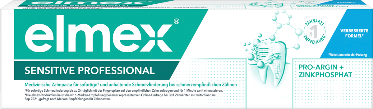 elmex Zahnpasta Sensitive Professional, 75 ml, Зубная паста Sensitive Professional с аргинином для снижения чувствительности зубов, 75 мл