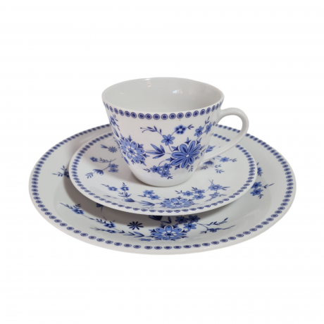 Чайное трио винтажное Seltmann Weiden Bavaria в бело-синих тонах, фарфор, Германия, 1960-70гг.