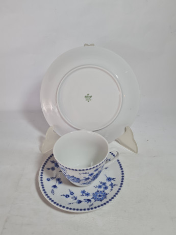 Чайное трио винтажное Seltmann Weiden Bavaria в бело-синих тонах, фарфор, Германия, 1960-70гг.