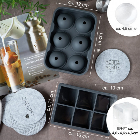Moritz & Moritz Moritz & Moritz Eiswucrfelform eckig und rund grau Формы для кубиков льда Moritz & Moritz квадратные и круглые.