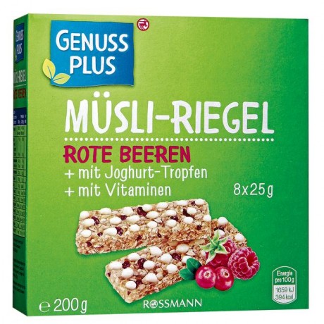 GENUSS PLUS Musli-Батончик Rote Beeren 200 г