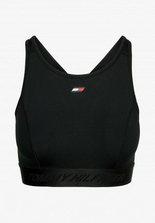 Tommy Hilfiger ESSENTIAL RACERBACK Medium support sports bra black ESSENTIAL RACERBACK Спортивный бюстгальтер со средней поддержкой черный