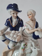 Handgemalt Фарфоровая позолоченная статуэтка "Дама и кавалер", 18см, Германия, 1950-60гг.