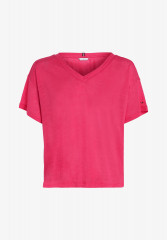 Tommy Hilfiger V NECK RELAXED FIT  Basic T-shirt bright cerise pink V NECK RELAXED FIT Базовая футболка ярко-вишнево-розовый