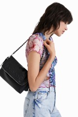 Desigual Umhangetasche Logo Cумка на цепочке и с текстильным ремнем через плечо, черная