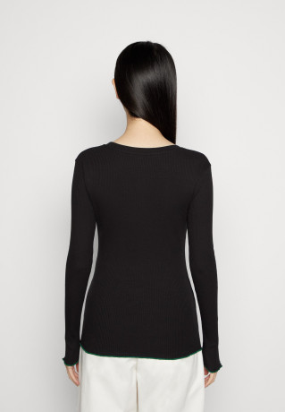 Tommy Hilfiger SLIM FRILL SCOOP-NK LS Jumper black SLIM FRILL SCOOP-NK LS Джемперы черный