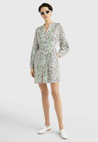 Tommy Hilfiger COASTAL FLORAL PRINT MINI  Shirt dress coastal floral ditsy spring lime COASTAL FLORAL PRINT MINI Платье-рубашка прибрежный цветочный дитси весенний лайм