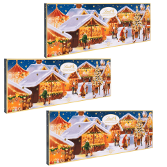 Lindt 2025 Adventskalender 250g 3STK, Адвент-календарь большой &quot;Рождественская ярмарка&quot;, 24 сладких сюрприза, 75см х 25см, 250 грамм x 3 штуки