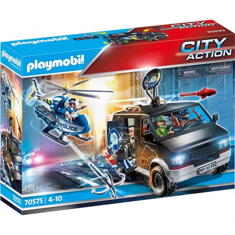 PLAYMOBIL PLAYMOBIL 70575 Polizei-Helikopter: Verfolgung des Fluchtfahrzeugs Полицейский вертолет PLAYMOBIL 70575: в погоне за машиной для побега