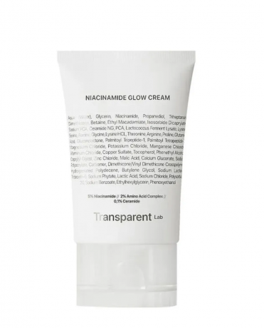 Transparent Lab Niacinamide Glow Cream, Крем для лица с ниацинамидом 5% увлажняющий, выравнивающий тон, от несовершенств и тусклости, с керамидами, 50 мл