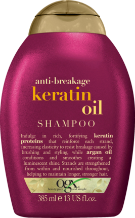 OGX Anti Breakage Keratin Питательный Шампунь для Лечения Волос с Кератином и Аргановым Маслом, 385 мл