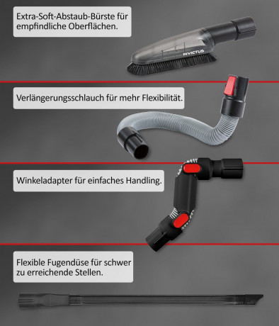 Genius Genius Akku-Hand-und Stielstaubsauger Invictus X9 Facelift Deluxe 26-tlg., Nass- Trockenreiniger, 450,00 W, beutellos HEPA Filter, Akkusauger bis zu 55 Min Laufzeit Ladestation Burste Set Genius беспроводной ручной пылесос Invictus
