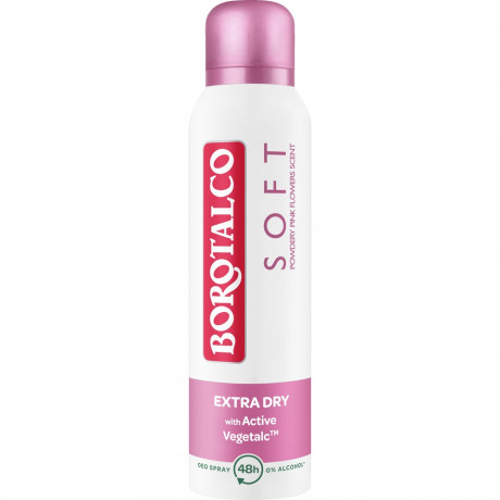 BOROTALCO Deospray Soft, 150 ml, Бороталко Дезодорант-спрей Софт, белый мускус и тальк, нежный аромат, 48ч защита, 150 мл