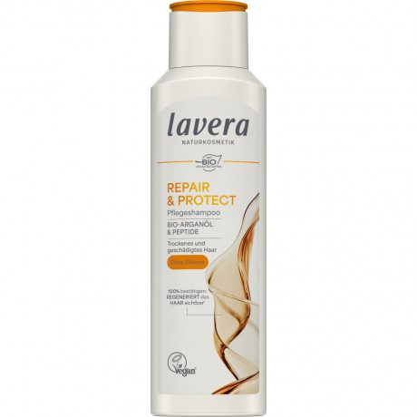 LAVERA PFLEGESHAMPOO REPAIR & PROTECT Bio-Arganol & Peptide, 250 ml, Лавера Шампунь для восстановления повреждённых волос, био-аргановое масло и укрепляющие пептиды, 250 мл