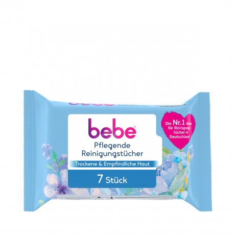 bebe 5in1 pflegende Reinigungstuecher Travel Size, 7 Stueck, bebe ухаживающие салфетки для снятия макияжа 5 в 1, дорожный формат, 7 шт.