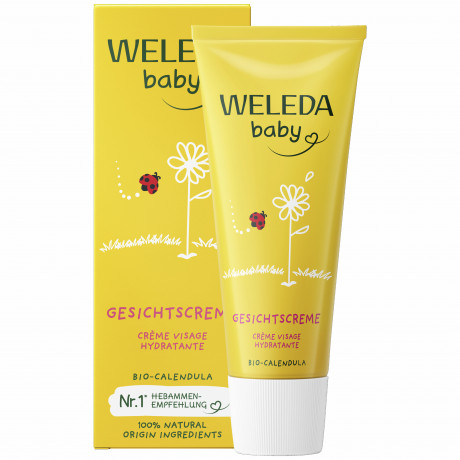 WELEDA baby CALENDULA Gesichtscreme, 50 ml, Детский крем для лица с календулой и миндальным маслом для чувствительной кожи, 50 мл
