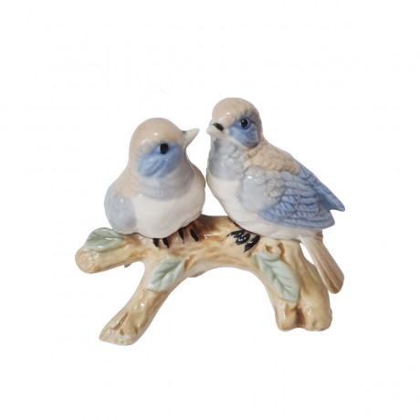 Статуэтка винтажная "Две голубые птички на ветке", фарфор, 16 х 9 см, 1960-70гг.