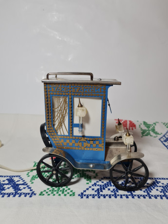 OTK Винтажная настольная лампа в форме синего автомобиля, 15см х 16см, Россия, 1950-60гг.