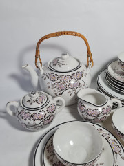 Сервиз чайный винтажный с традиционным японским декором "Сакура", фарфор, Япония, 1970-80гг.