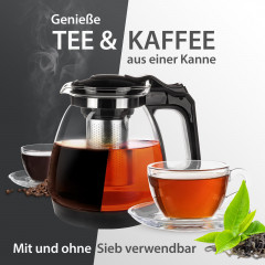 T24 T24 Wasserkocher Glasteekanne mit Edelstahl Teesieb  Uberhitzungsschutz, 1700 ml, 1700 ml  Чайник T24 стеклянный заварочный чайник с ситечком из нержавеющей стали с защитой от перегрева, 1700 мл, 1700 мл