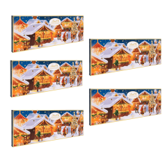 Lindt 2025 Adventskalender 250g 5STK, Адвент-календарь большой &quot;Рождественская ярмарка&quot;, 24 сладких сюрприза, 75см х 25см, 250 грамм x 5 штук