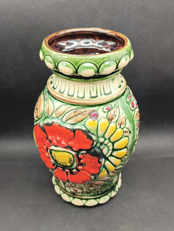 Ваза винтажная большая Scheurich, в ярких тонах, керамика, 25.5 см, Германия, 1970-80гг.