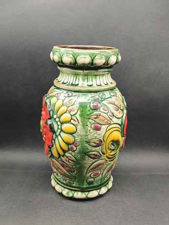 Ваза винтажная большая Scheurich, в ярких тонах, керамика, 25.5 см, Германия, 1970-80гг.