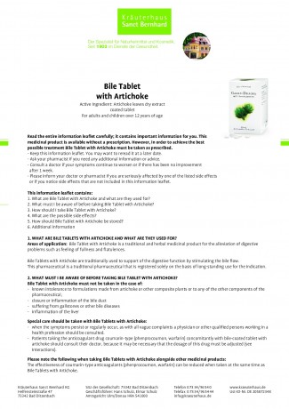 Krauterhaus Sanct Bernhardt Bile-Dragee with Artichoke - 3 piece treatment pack450 Dragees - 3 piece treatment pack