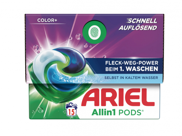 Ariel All-in-1 Colorwaschmittel Flussig Pods 15WL, Капсулы для стирки цветного белья 15шт