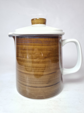 Чайник винтажный Bauscher Weiden Bavaria в коричнево-черно-белых тонах, ручная работа, 18 x 18 см, Германия, 1960-70гг.