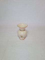 Ваза винтажная Thuringen, светло-желтый фарфор с цветочным декором и желтым ободком, 11 x 7 см/4 см, Германия, 1960-70гг.