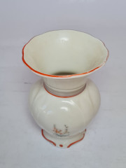 Ваза винтажная Thuringen, светло-желтый фарфор с цветочным декором и желтым ободком, 11 x 7 см/4 см, Германия, 1960-70гг.