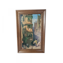 Картина винтажная &quot;Почтальон&quot; Spitzweg, деревянная рама, 24 x 37 см, Германия, 1960-70гг.