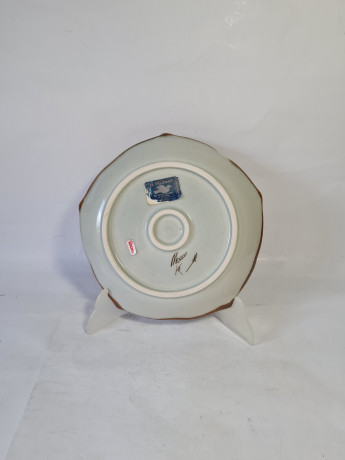 Тарелка винтажная El Palomar, Guadalajara, черно-коричневая керамика, 21 x 3 см, Мексика, 1960-70гг.