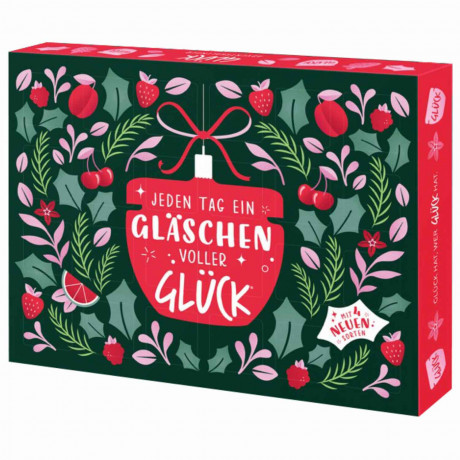 GLÜCK Fruchtaufstriche Adventskalender 2026 Jeden Tag ein Gläschen voller Glück, Адвент-календарь 2026 GLÜCK с 24 баночками фруктовых намазок по 28 г, 672 г