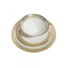 Чайное трио винтажное Weiss Wasser с золотистым декором, фарфор, Германия, 1960-70гг.