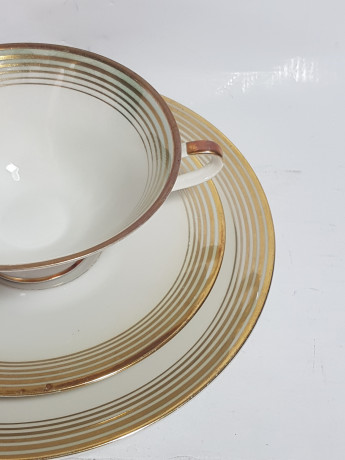 Чайное трио винтажное Weiss Wasser с золотистым декором, фарфор, Германия, 1960-70гг.