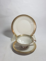 Чайное трио винтажное Weiss Wasser с золотистым декором, фарфор, Германия, 1960-70гг.