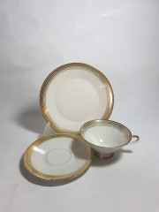 Чайное трио винтажное Weiss Wasser с золотистым декором, фарфор, Германия, 1960-70гг.