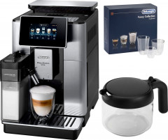 De'Longhi De'Longhi Kaffeevollautomat PrimaDonna Soul ECAM 610.75.MB, inkl. Kaffeekanne im Wert von UVP € 29,99 + Glaser-Set UVP € 46,90  Полностью автоматическая кофемашина De'Longhi PrimaDonna Soul ECAM 610.75.MB, включая кофейник стоимостью 29,99 евро 