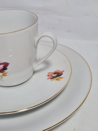 Кофейное трио винтажное GKC Bavaria / 74 er с сиреневым цветком, фарфор, Германия, 1960-70гг.