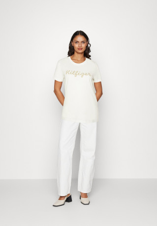Tommy Hilfiger Print T-shirt ecru футболка с принтом экрю
