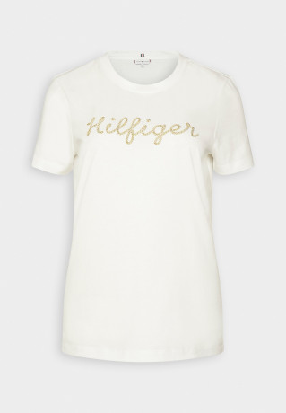 Tommy Hilfiger Print T-shirt ecru футболка с принтом экрю