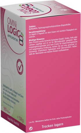 OMNi-LOGiC Apfelpektin 180st, Яблочный пектин в капсулах, пребиотик для кишечника, микрофлоры, пищеварения и контроля веса, 180 капсул