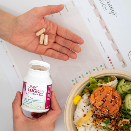 OMNi-LOGiC Apfelpektin 180st, Яблочный пектин в капсулах, пребиотик для кишечника, микрофлоры, пищеварения и контроля веса, 180 капсул